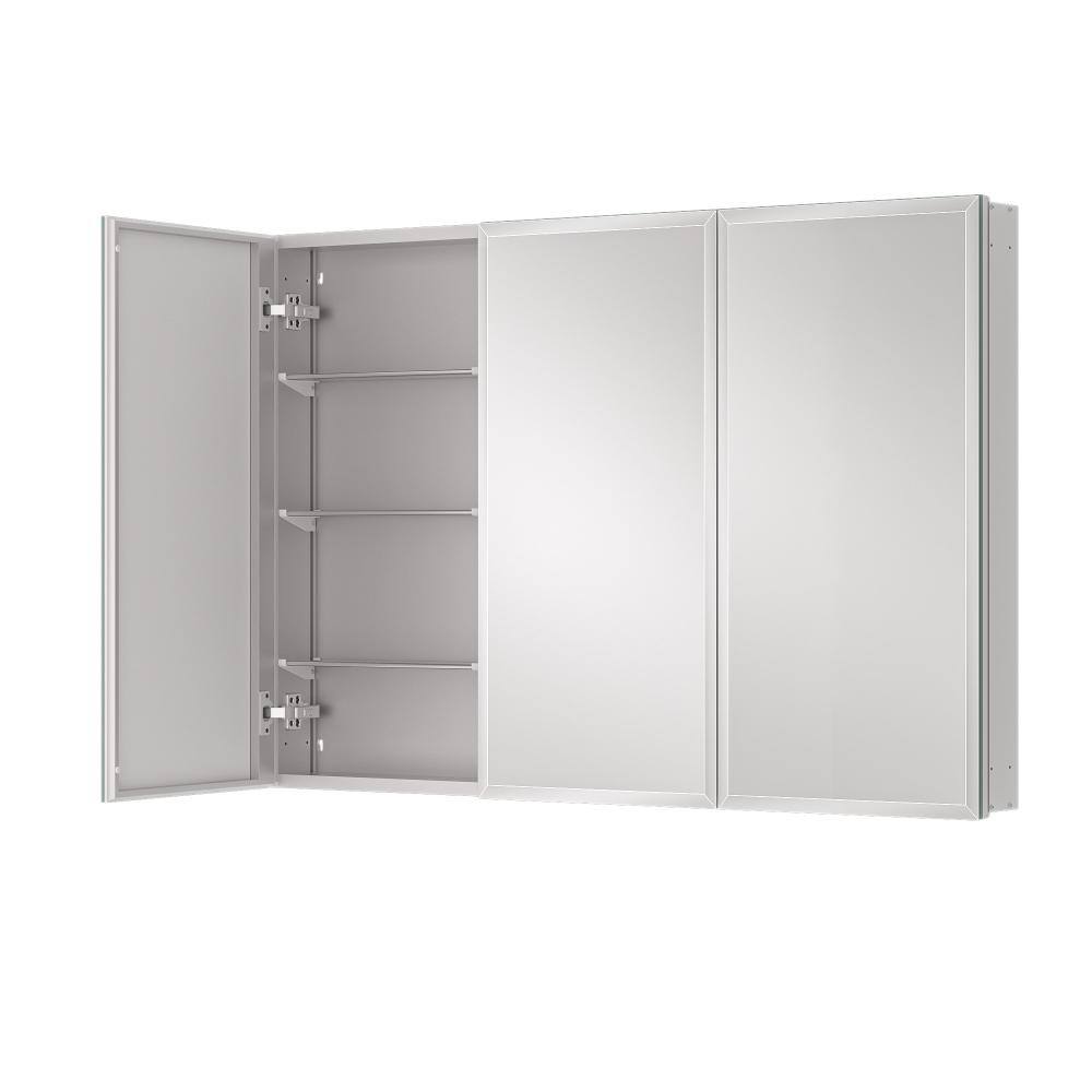 48 in. W x 26 in. H Rectangular Beveled Frameless Metal Silver Surface Mount/Recessed Medicine Cabinet with Mirror price history on PriceWatchPro