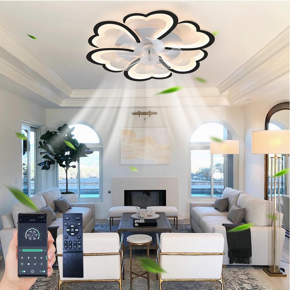 27 in. Integrated LED Light Indoor Black Silent DC Motor Ceiling Fan with R