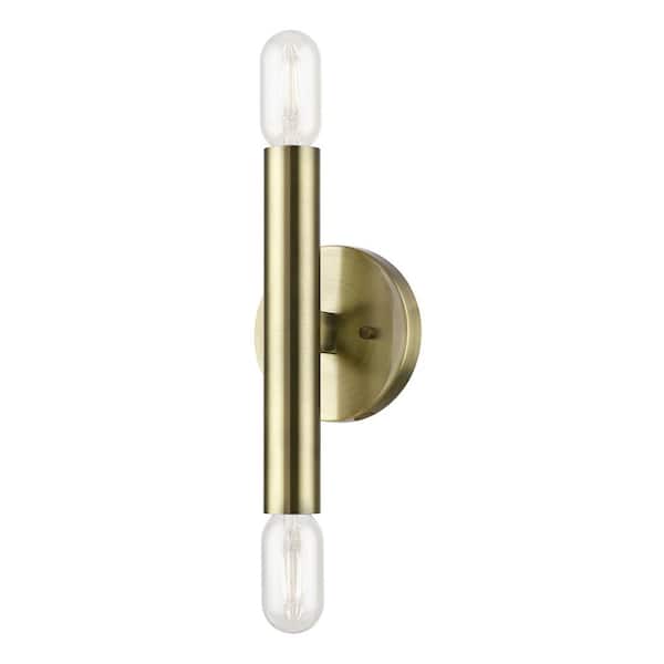 AVIANCE LIGHTING Alden 2-Light Antique Brass ADA Wall Sconce