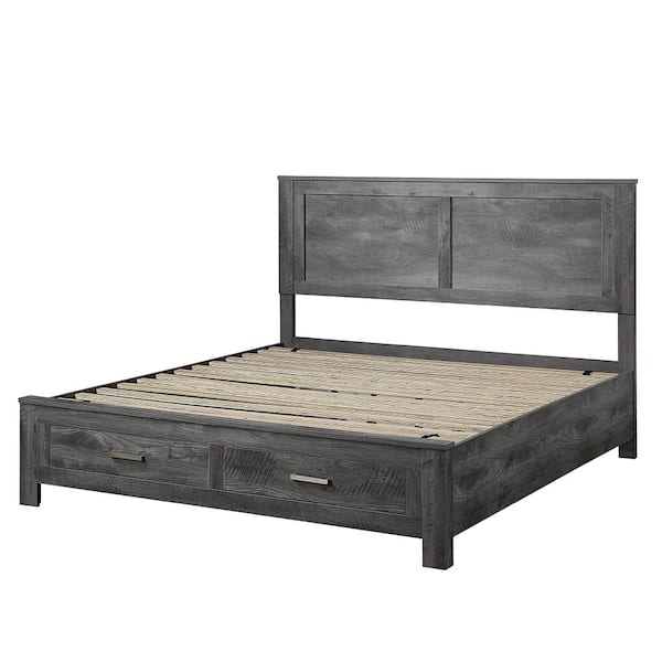 Acme Furniture Vidalia Rustic Gray Oak Queen Size Panel Bed