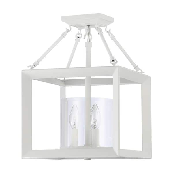 Smyth 3-Light 11.75 in. Semi-Flush in Natural White with Clear Glass