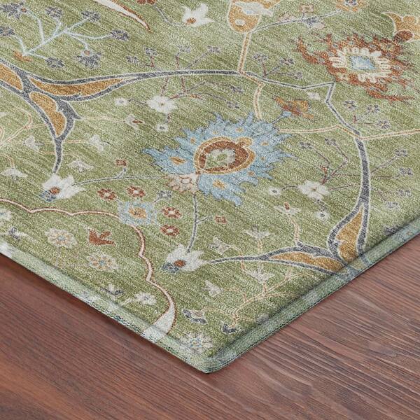 Mayfield Premium Machine Washable Abstract AMF2250 Aloe 3 ft. x 4 ft. Area Rug