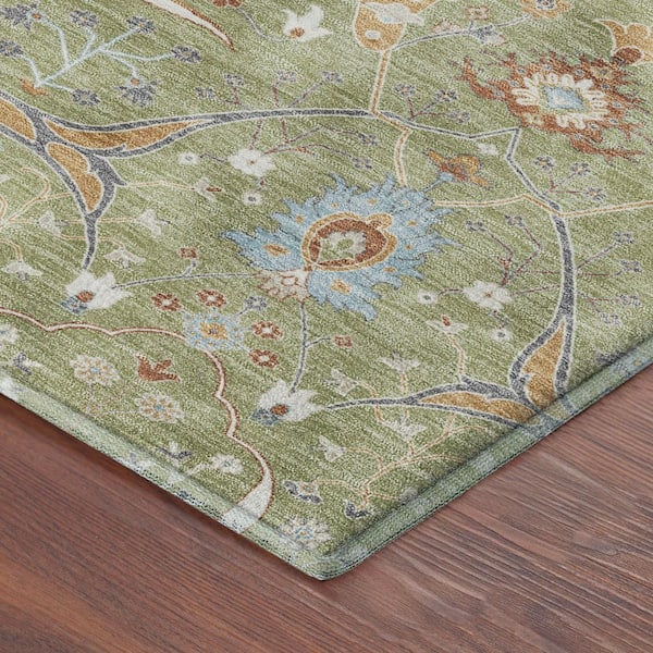 Mayfield Premium Machine Washable Abstract AMF2250 Aloe 9 ft. x 12 ft. Area Rug