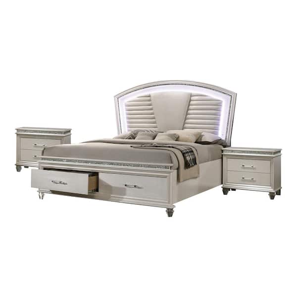 Litzler 3-Piece Pearl White King Wood Bedroom Set