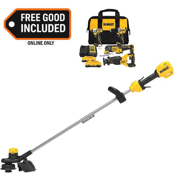 20V MAX Lithium-Ion Cordless 4-Tool Combo Kit and 13 in. Cordless String Trimmer with (2) 4 Ah Batteries and Charger