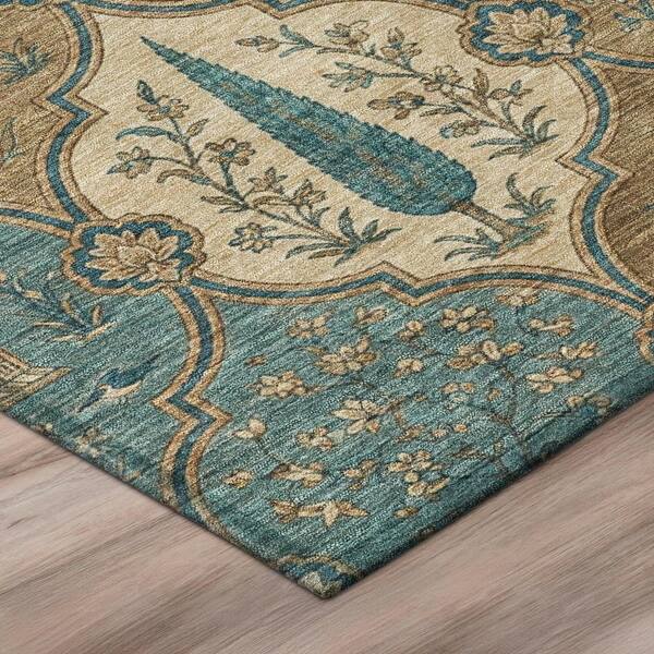 Chantille Machine Washable Indoor/Outdoor Abstract ACN3018 Brown 8 ft. x 8 ft. Round Rug