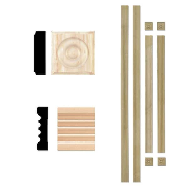 HOUSE OF FARA 3/4 in. x 3 in. Hardwood Wood Fluted Window Trim Casing Moulding Set (Up to 4 ft. x 6 ft. Opening)