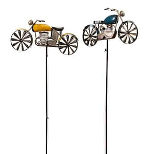 63 in. Motorcycle Yard Stakes with Wind Spinner Spokes (Pack of 2)