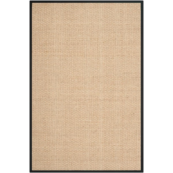 SAFAVIEH Natural Fiber Natural/Black 6 ft. x 8 ft. Border Woven Area Rug