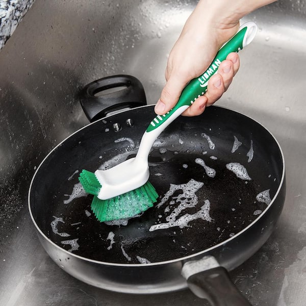 Kitchen Scrub Brush with Non-Slip Handle, Dish Brush for Pot Pan Cast Iron  Skillet Dishes Cleaning 