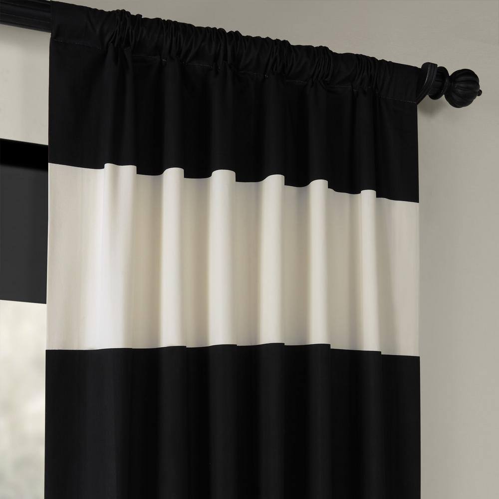 120-Inch White Cotton Polyester Room-Darkening Curtain Panel