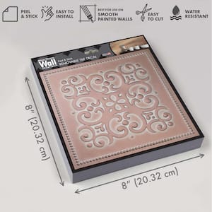 8 in x 8 in Patina Copper Foil Peel and Stick Paper Tile Backsplash (24-Pack)