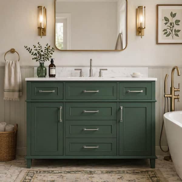 DELUXE DL LIVING Lissa 49 in. Single Sink Freestanding Sea Green