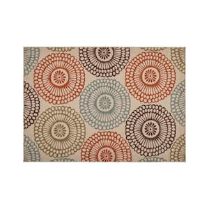 Malak Ivory and Multi 6 ft. x 7 ft. Indoor/Outdoor Area Rug