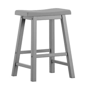 24 in. Grey Saddle Seat Counter Height Backless Stools (Set of 2)