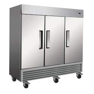 81 in. W 72 cu. ft. Auto Defrost 3-Door Commercial Upright Reach-In Freezer in Stainless Steel