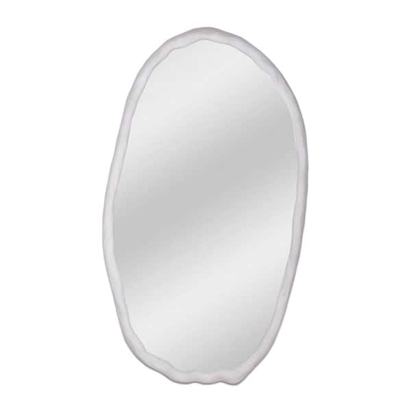 NADAAL STUDIOS Calantha 28 in. W x 50 in. H Elegant White Oval Wall Mirror