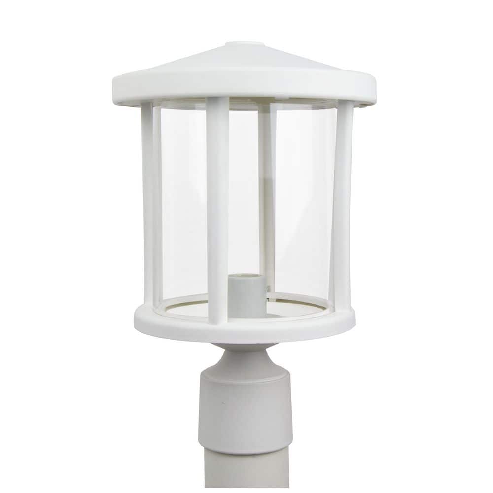 Artisan Round 1-Light White Hardwired Outdoor Weather Resistant Plastic Post Light with Clear Diffuser No Bulb Included price history on PriceWatchPro