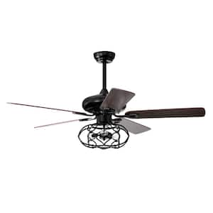 52 in. indoor Matte Black Ceiling Fan with Remote Control and Reversible Motor