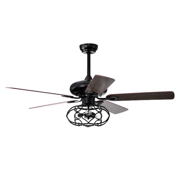 Keazile 52 in. indoor Matte Black Ceiling Fan with Remote Control and Reversible Motor