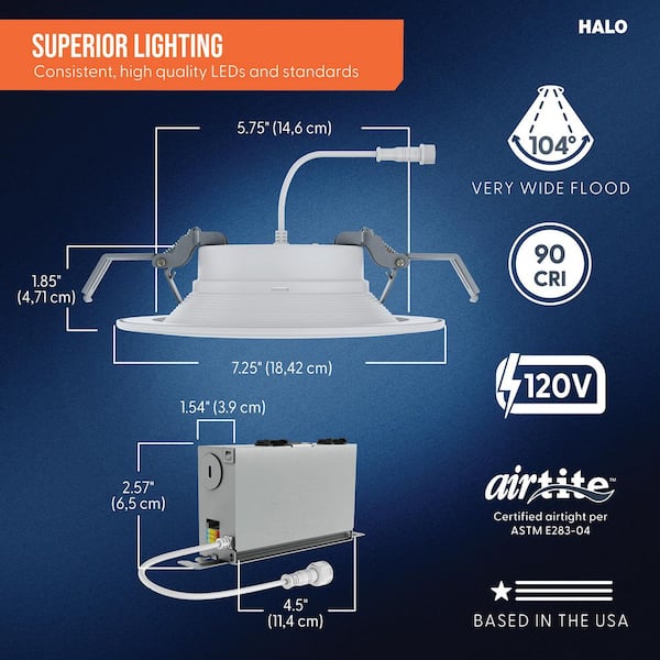 RL 6 in. Selectable CCT Direct Mount Canless Recessed LED Downlight, 600-Lumens with D2W Option, Indoor, White