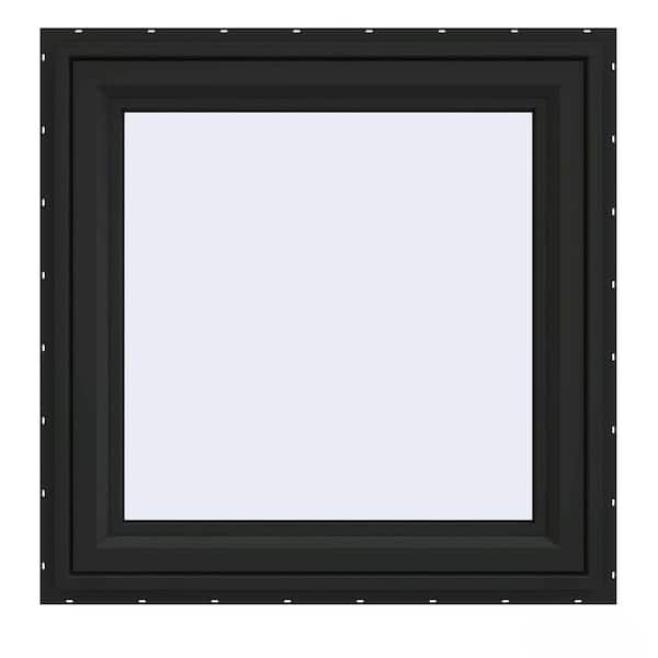 JELD-WEN 36 in. x 36 in. V-4500 Series Bronze Exterior/White Interior FiniShield Vinyl Left-Handed Casement Window w/ Mesh Screen