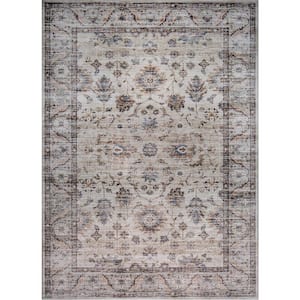 Maeva Beige 5 ft. x 8 ft. Distressed Traditional Area Rug