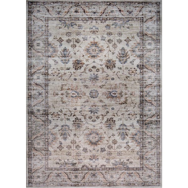 Maeva Beige 8 ft. x 10 ft. Distressed Traditional Area Rug