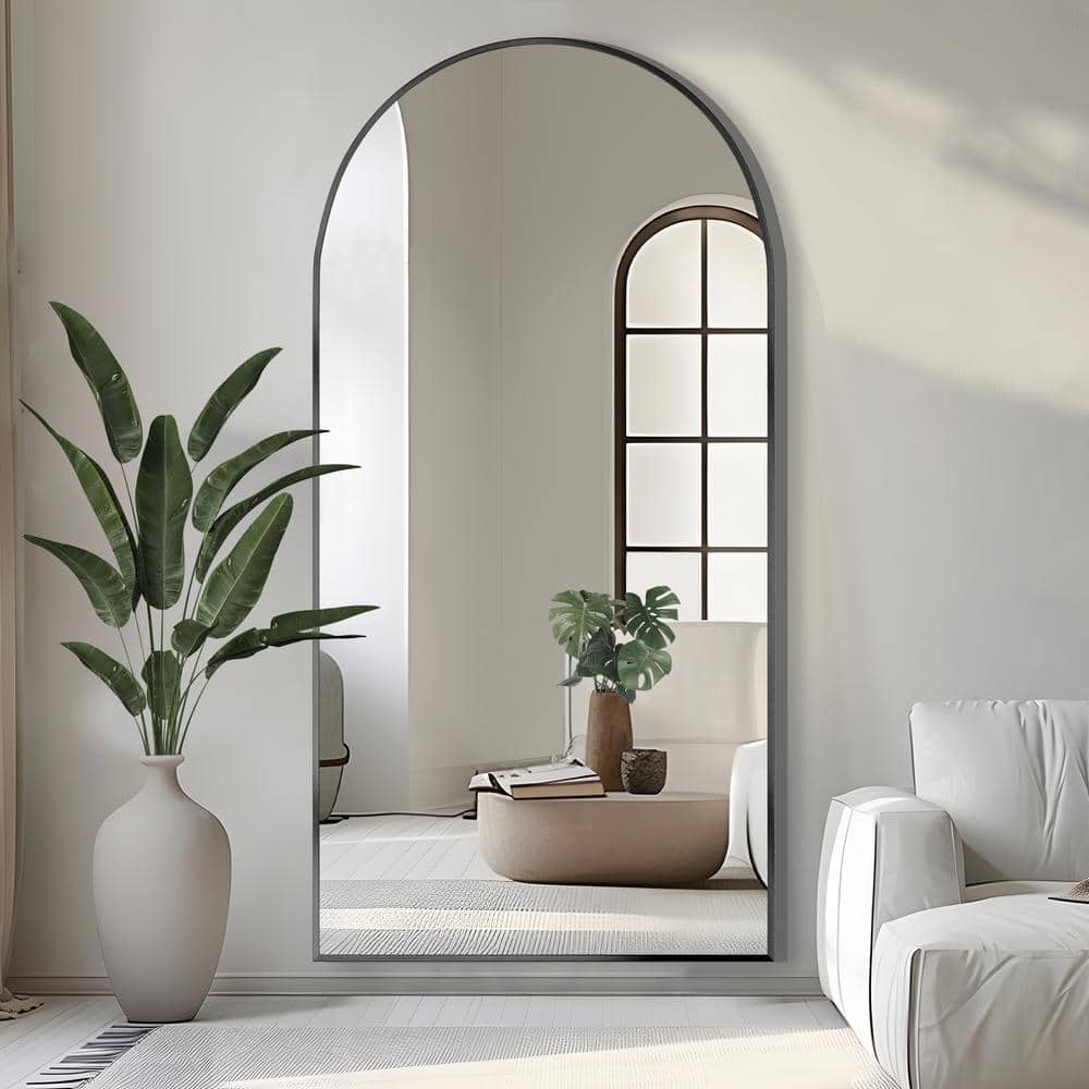 38 in. W. x 75 in. H Full Length Arched Free Standing Body Mirror, Metal Fr