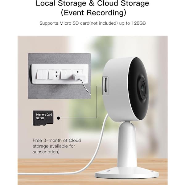 ARENTI 4MP Wi-Fi Plug-In Indoor Security Camera with Phone App, 2. 4GHz, Motion Sound Detection and Night Vision