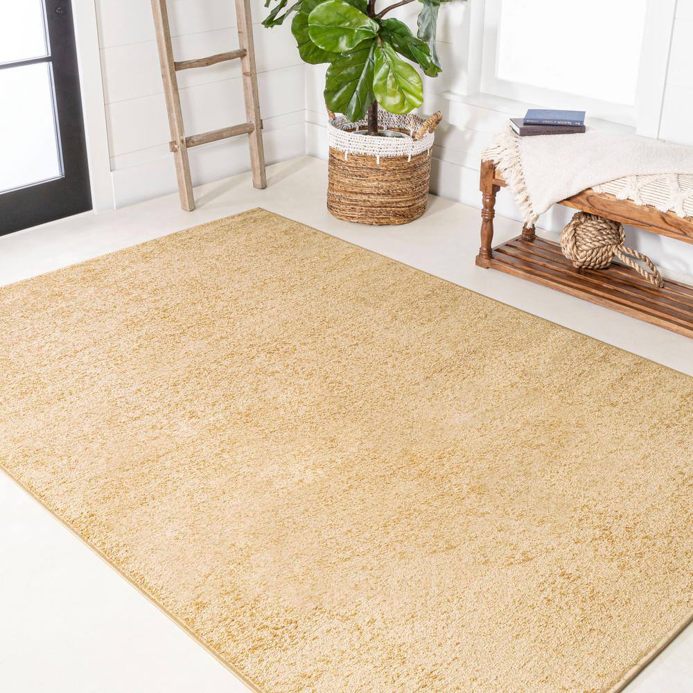 Mustard Synthetic Low-Pile Reversible Indoor Area Rug