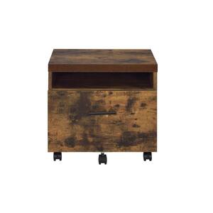 19 in. Wood Rectangular File Cabinet in Weathered Oak and Black with Drawer