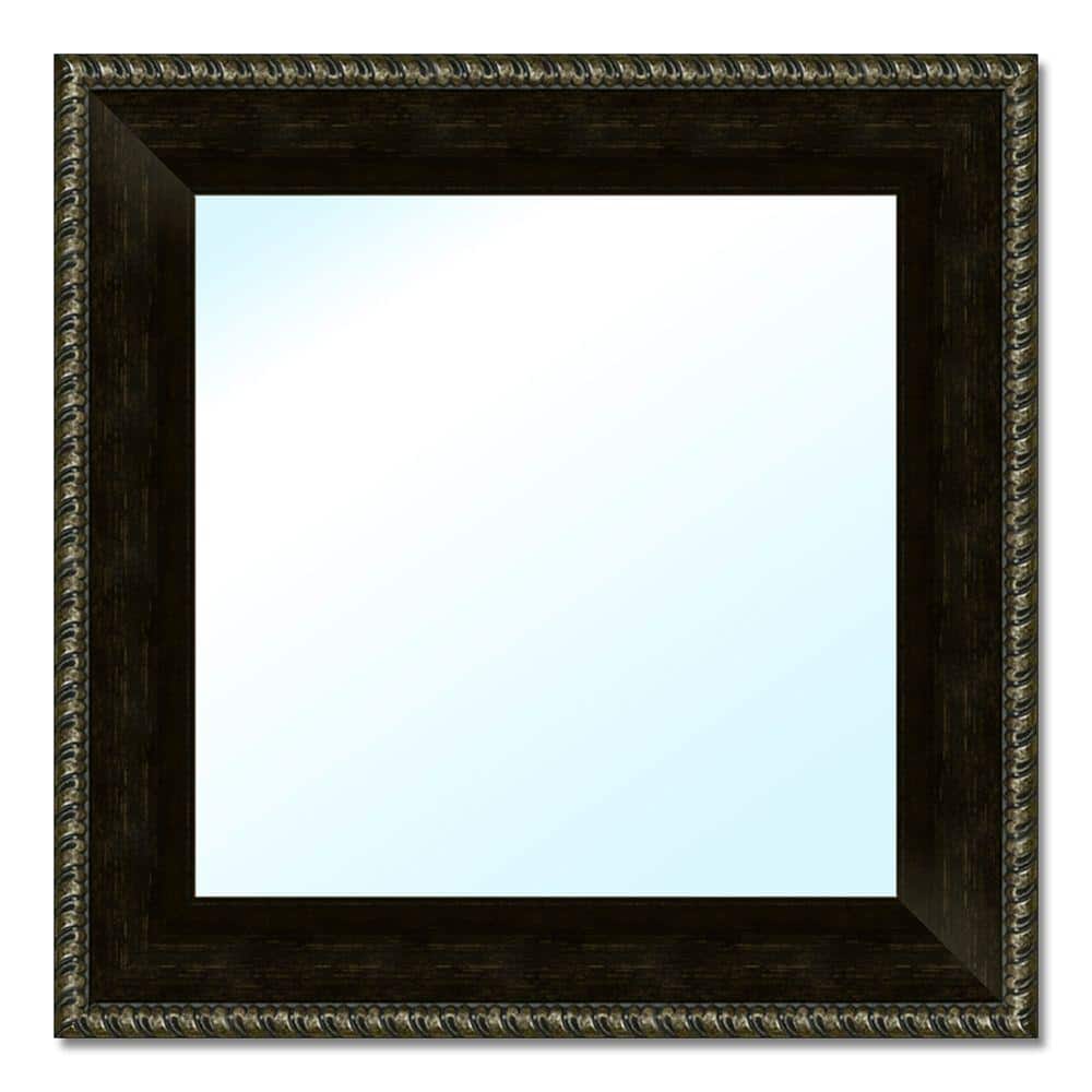 Small Square Espresso Classic Mirror (17.5 in. H x 17.5 in. W)