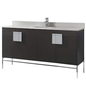 60 in. W x 20.47 in. D x 33.5 in. H Bath Vanity in Black Oak Straight Grain with Phoenix Stone Vanity Top in White