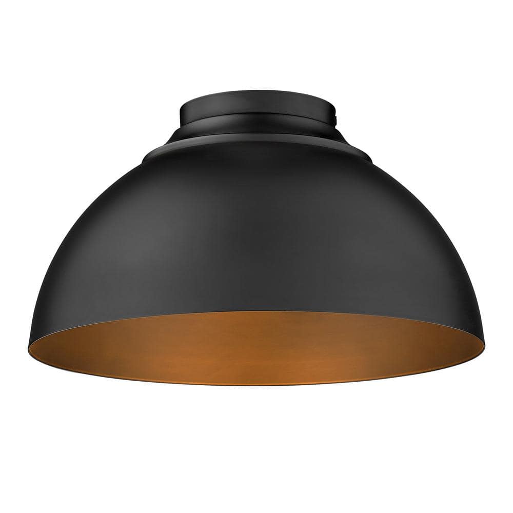 Golden Lighting Zoey Flush Mount in Matte Black with Matte Black Shade