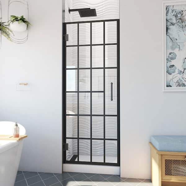 DreamLine Unidoor Toulon 30 in. W x 72 in. H Pivot Frameless Shower Door in Matte Black