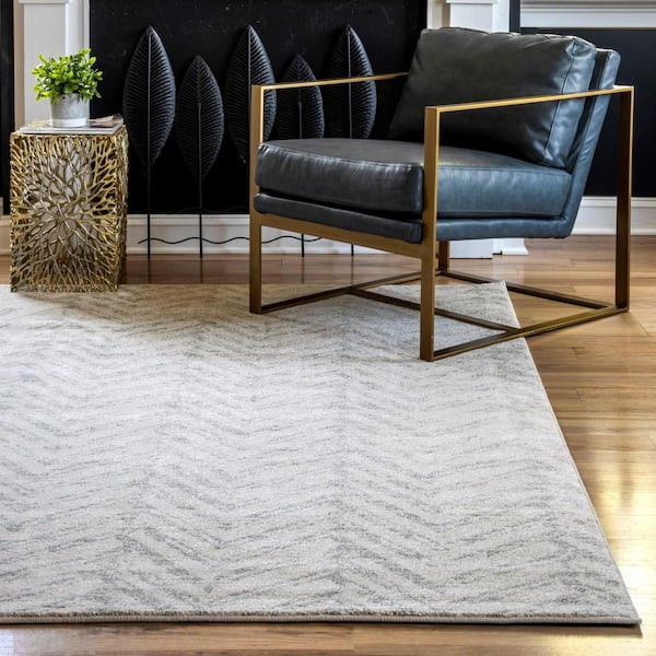 Rosanne Geometric Herringbone Gray 8 ft. x 10 ft. Area Rug