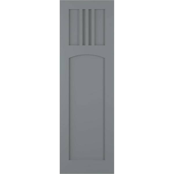 Ekena Millwork 18 in. x 66 in. PVC True Fit San Miguel Mission Style Fixed Mount Flat Panel Shutters Pair in Ocean Swell