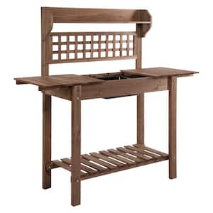 17.75 in. W x 55 in. H Brown Wooden Shed Garden Potting Bench Work Table