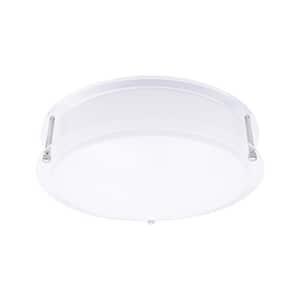 10 in. Clear Acrylic, Chrome Accents and Frosted Shade Adjustable CCT 3000K/4000K/5000K Flush Mount