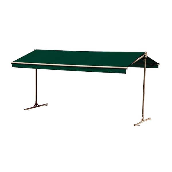 Bali Essentials 16 ft. Oasis Freestanding Motorized Retractable Awning (120 in. Projection) with Remote in Forest Green Tweed