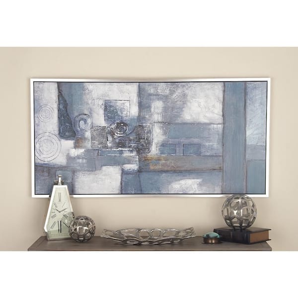 1- Panel Abstract Framed Wall Art with Silver Frame 28 in. x 55 in.