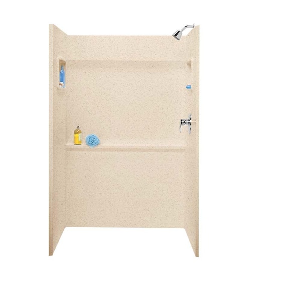 Swan 34 in. x 48 in. x 72 in. 3-piece Direct-to-Stud Shower Alcove Walls in Bermuda Sand
