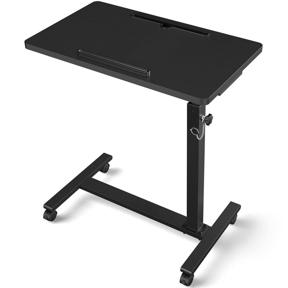 23.62 in. x 11.81 in. x 29.76 in. to 42.4 in. H Adjustable Overbed Bedside Table, Black Hospital Bed Table with Wheels price history on PriceWatchPro