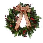 30 in. Pre-Lit Incandescent Artificial Christmas Wreath with 150 Tips and 70 Ul Clear Lights