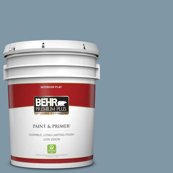 BEHR PREMIUM PLUS 5 gal. #560F-5 Bleached Denim Flat Low Odor Interior Paint & Primer