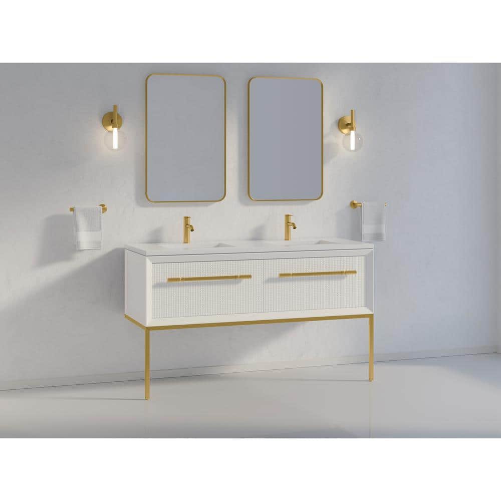 Enivo 61" White Painted Wall-Mount Double Vanity