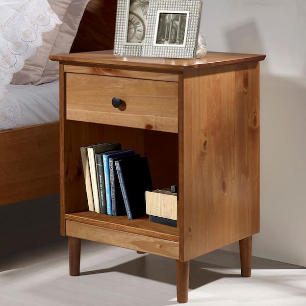 vintage Solid Pine 1-drawer 1 door bed side table storage unit cupboard 