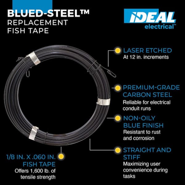 200 ft. x 1/4 in. x 0.060 in. Blued Steel Fish Tape Replacement