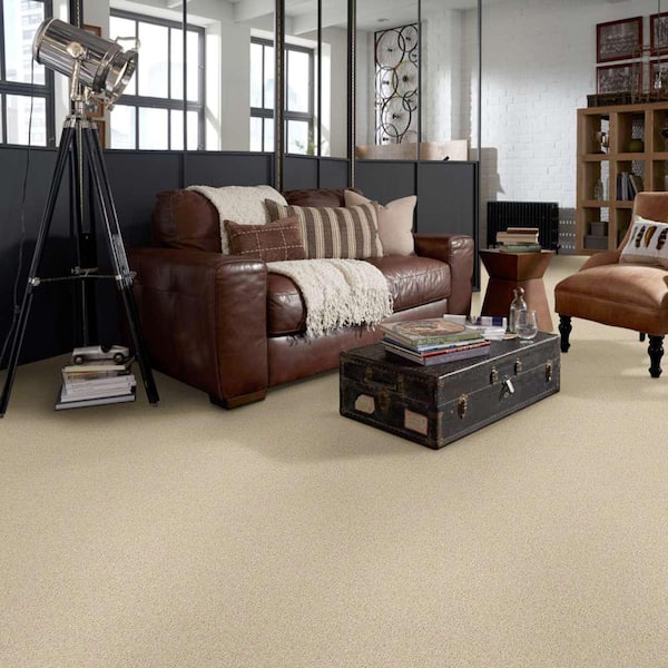 Brave Soul I - Tea and Honey - Beige 15 ft. 34.7 oz. Polyester Texture Carpet - Installation Required